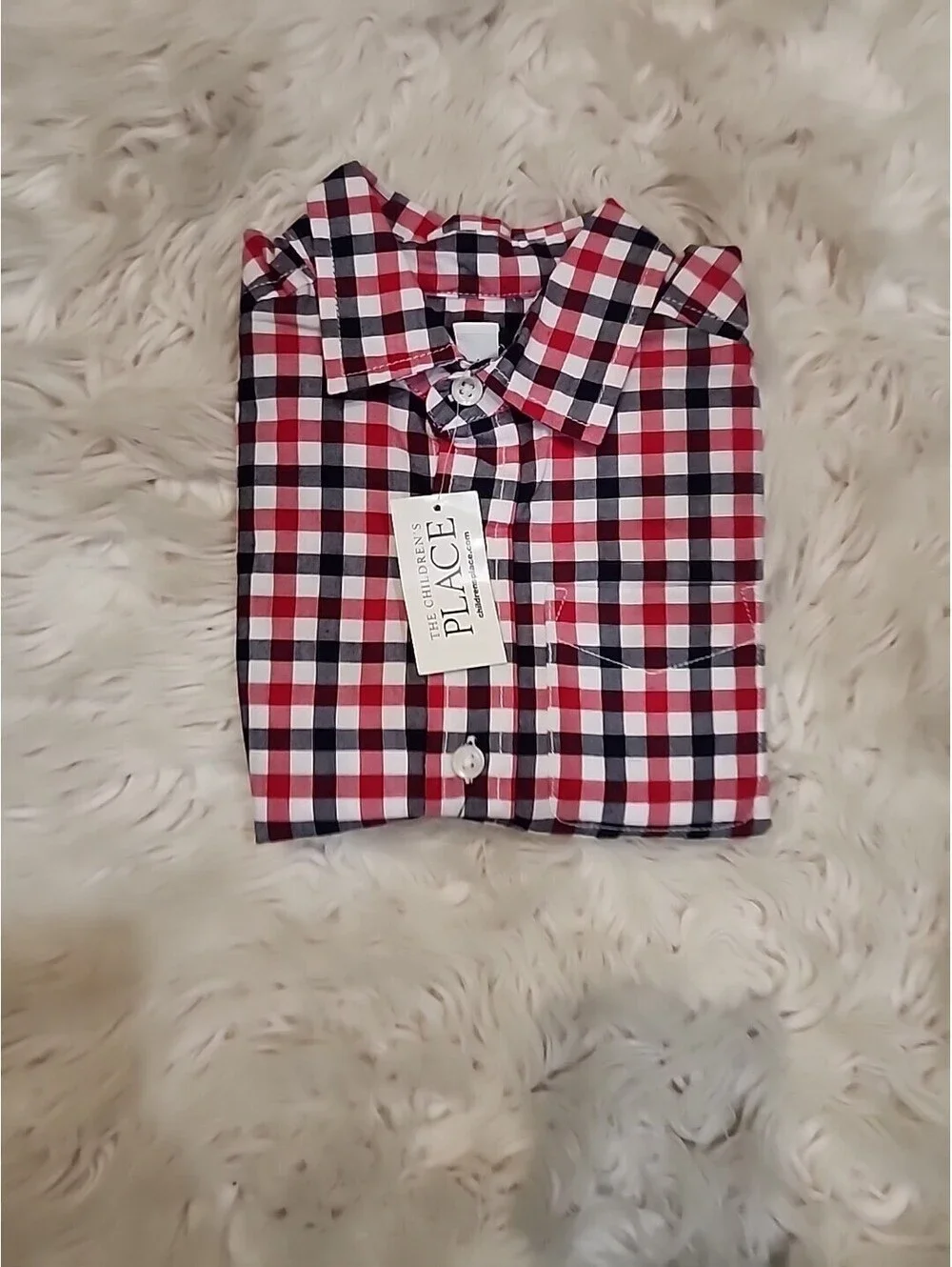 New The Children's Place Boy's Short Sleeves Plaid Button up Shirt size Xs 4